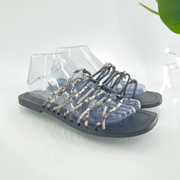 Ted Baker London Black Faux Snake Teppo Flat Sandal Women's 39.5 9 Slip On - Picture 5 of 14